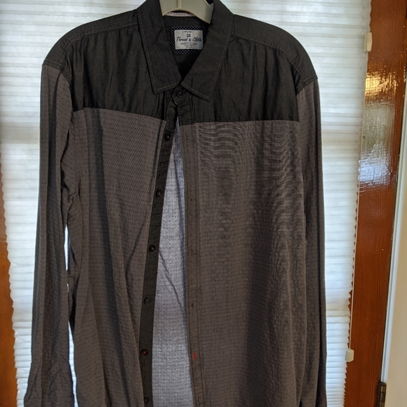 Men's Gray Western Cowboy long sleeve button up - Picture 1 of 2